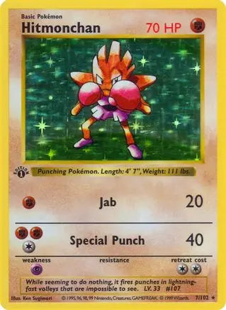 Hitmonchan (7/102) [Base Set 1st Edition] Pokémon
