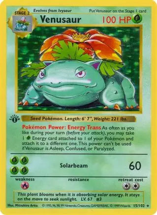 Venusaur (15/102) [Base Set 1st Edition] Pokémon