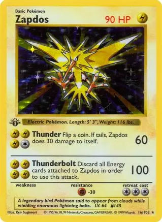 Zapdos (16/102) [Base Set Shadowless Unlimited] Pokémon