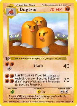 Dugtrio (19/102) [Base Set 1st Edition] Pokémon