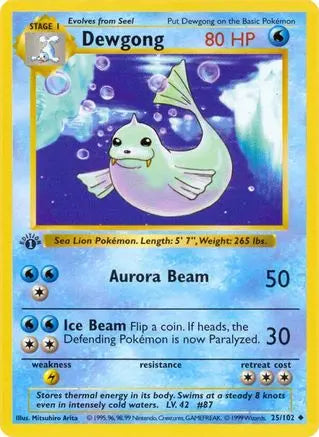 Dewgong (25/102) [Base Set 1st Edition] Pokémon