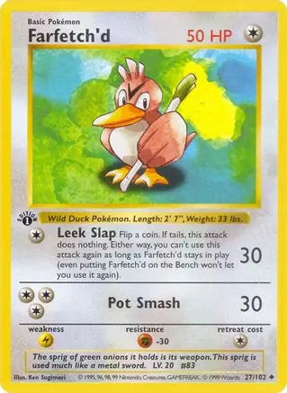 Farfetch'd (27/102) [Base Set 1st Edition] Pokémon