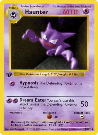 Haunter (29/102) [Base Set 1st Edition] Pokémon