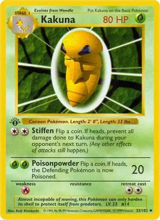 Kakuna (33/102) [Base Set 1st Edition] Pokémon