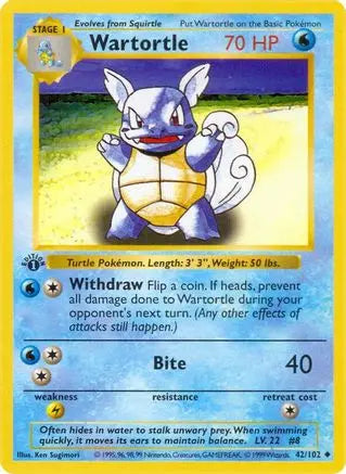 Wartortle (42/102) [Base Set 1st Edition] Pokémon
