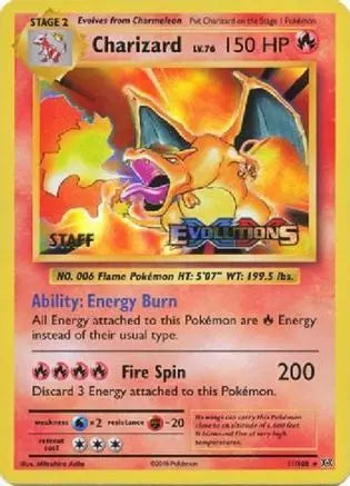 Charizard (11/108) (XY Evolutions Staff Prerelease) [XY: Black Star Promos] Pokémon
