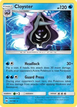 Cloyster (34/149) [Sun & Moon: Base Set] Pokémon