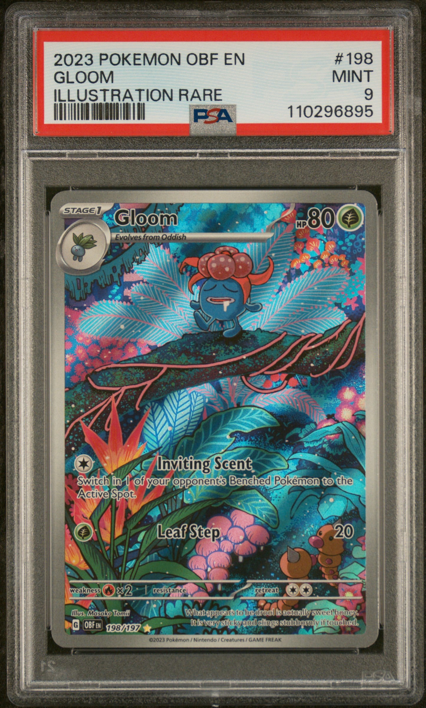 PSA 9 - 2023 POKEMON OBF EN-OBSIDIAN FLAMES #198 GLOOM ILLUSTRATION RARE - Doe's Cards