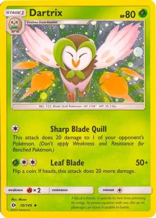 Dartrix (10/149) (Cosmos Holo) [Sun & Moon: Base Set] Pokémon