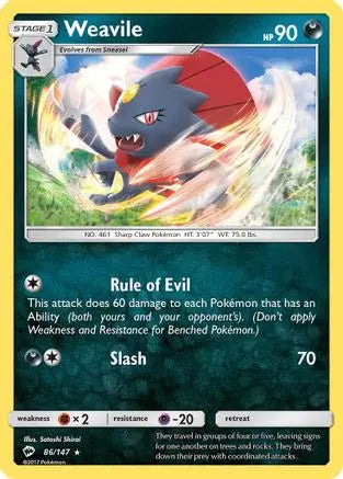 Weavile (86/147) [Sun & Moon: Burning Shadows] Pokémon