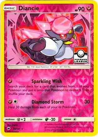 Diancie (94/147) (League Promo) [Sun & Moon: Burning Shadows] Pokémon