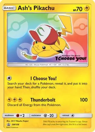 Ash's Pikachu (SM108) [Sun & Moon: Black Star Promos] Pokémon