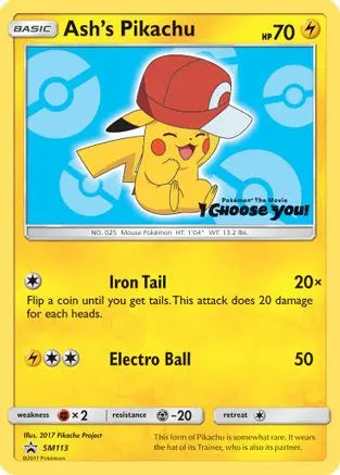 Ash's Pikachu (SM113) [Sun & Moon: Black Star Promos] Pokémon