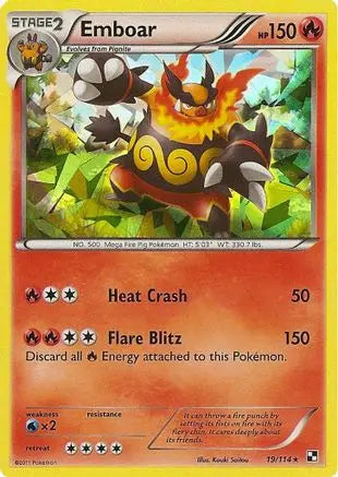 Emboar (19/114) (Cracked Ice Holo) (Theme Deck Exclusive) [Black & White: Base Set] Pokémon