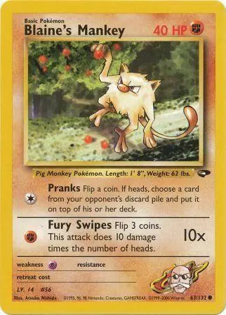 Blaine's Mankey (63/132) [Gym Challenge Unlimited] Pokémon