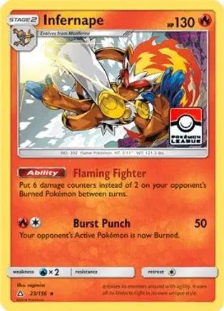Infernape (23/156) (League Promo) [Sun & Moon: Ultra Prism] Pokémon