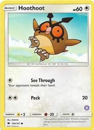 Hoothoot (106/147) [Sun & Moon: Trainer Kit - Alolan Sandslash & Alolan Ninetales] Pokémon