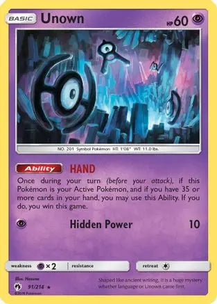 Unown (91/214) [Sun & Moon: Lost Thunder] Pokémon