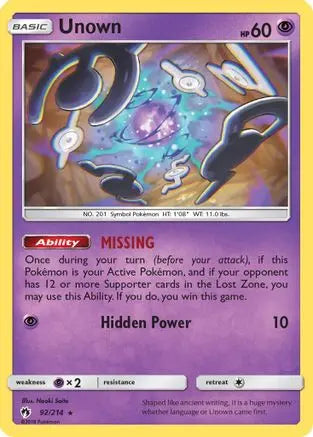 Unown (92/214) [Sun & Moon: Lost Thunder] Pokémon