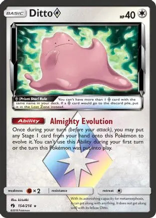 Ditto (154/214) (Prism Star) [Sun & Moon: Lost Thunder] Pokémon