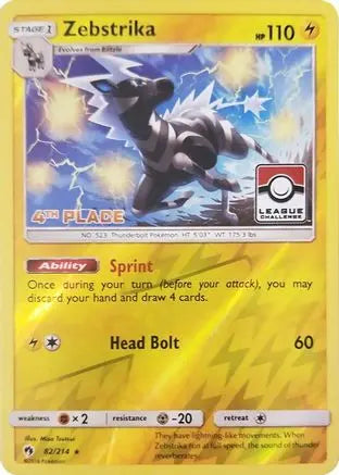 Zebstrika (82/214) (League Promo 4th Place) [Sun & Moon: Lost Thunder] Pokémon