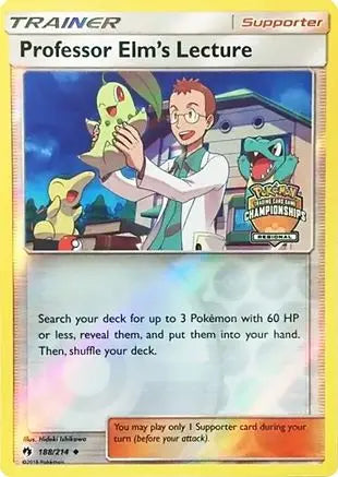 Professor Elm's Lecture (188/214) (Regional Championship Promo) [Sun & Moon: Lost Thunder] Pokémon