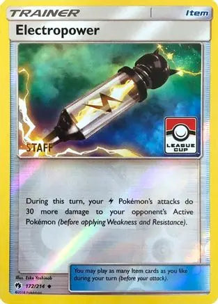 Electropower (172/214) (League Promo Staff) [Sun & Moon: Lost Thunder] Pokémon