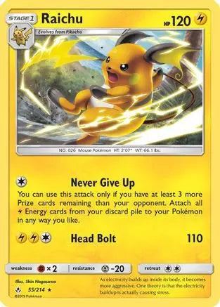 Raichu (55/214) [Sun & Moon: Unbroken Bonds] Pokémon