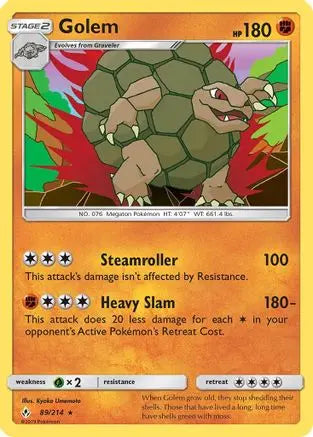 Golem (89/214) [Sun & Moon: Unbroken Bonds] Pokémon