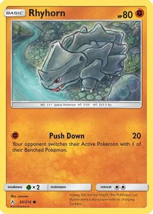 Rhyhorn (92/214) [Sun & Moon: Unbroken Bonds] Pokémon