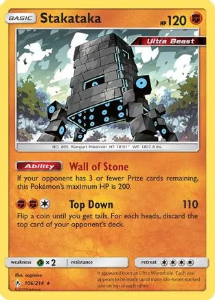 Stakataka (106/214) [Sun & Moon: Unbroken Bonds] Pokémon