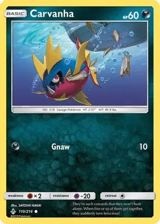 Carvanha (110/214) [Sun & Moon: Unbroken Bonds] Pokémon