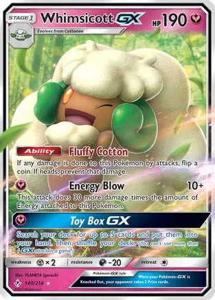 Whimsicott GX (140/214) [Sun & Moon: Unbroken Bonds] Pokémon