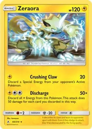 Zeraora (60/214) (Cracked Ice Holo) (Theme Deck Exclusive) [Sun & Moon: Unbroken Bonds] Pokémon
