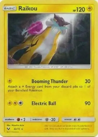 Raikou (32/73) (Lets Play, Pikachu Cracked Ice Holo) (Theme Deck Exclusive) [Sun & Moon: Shining Legends] Pokémon