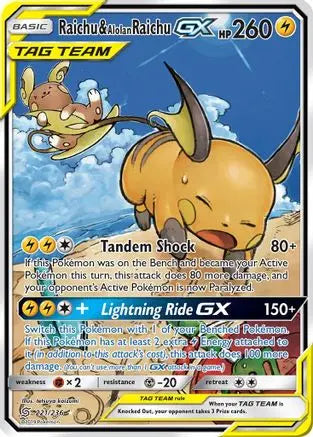 Raichu & Alolan Raichu GX (221/236) [Sun & Moon: Unified Minds] Pokémon