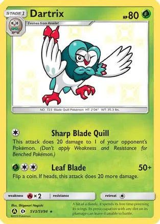 Dartrix (SV3/SV94) [Sun & Moon: Hidden Fates - Shiny Vault] Pokémon