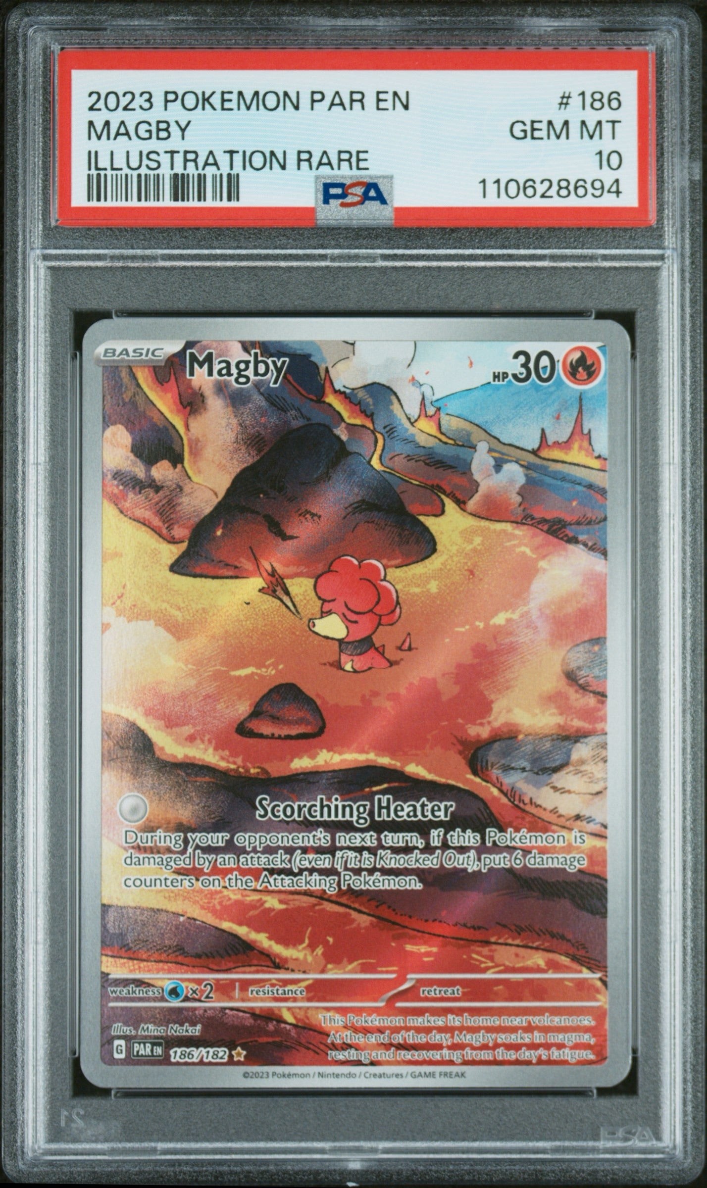 PSA 10 - 2023 POKEMON PAR EN-PARADOX RIFT #186 MAGBY ILLUSTRATION RARE - Doe's Cards