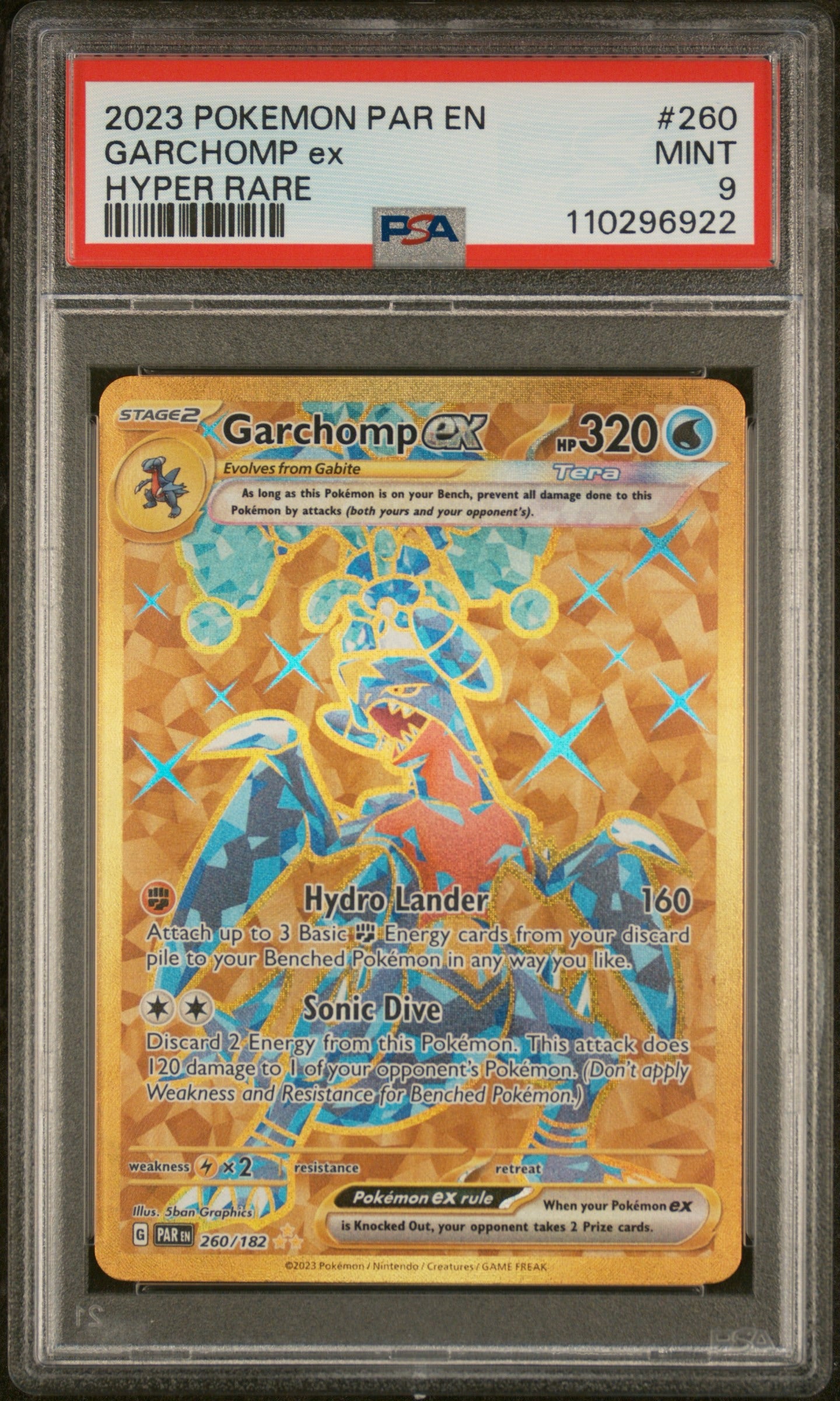 PSA 9 - 2023 POKEMON PAR EN-PARADOX RIFT #260 GARCHOMP EX HYPER RARE - Doe's Cards