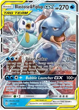 Blastoise & Piplup GX (38/236) [Sun & Moon: Cosmic Eclipse] Pokémon