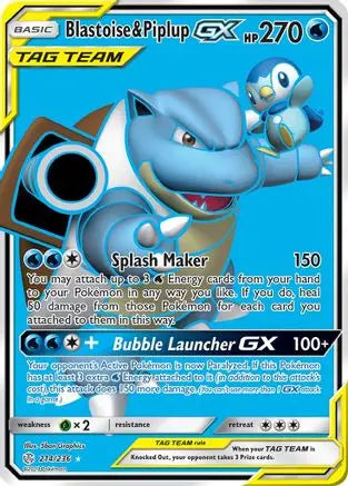 Blastoise & Piplup GX (214/236) [Sun & Moon: Cosmic Eclipse] Pokémon