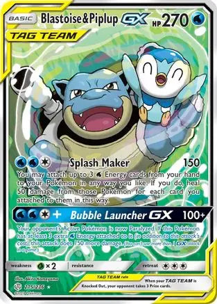 Blastoise & Piplup GX (215/236) [Sun & Moon: Cosmic Eclipse] Pokémon