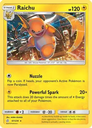 Raichu (67/236) [Sun & Moon: Cosmic Eclipse] Pokémon