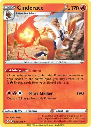 Cinderace (034/202) [Sword & Shield: Base Set] Pokémon
