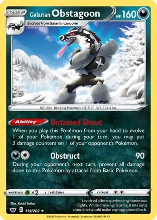 Galarian Obstagoon (119/202) [Sword & Shield: Base Set] Pokémon
