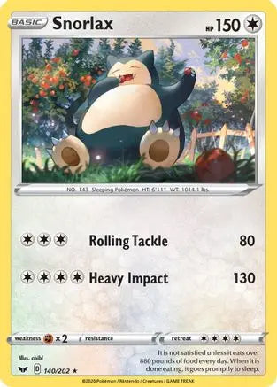 Snorlax (140/202) [Sword & Shield: Base Set] Pokémon