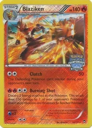 Blaziken (14/111) (National Championship Promo) [XY: Furious Fists] Pokémon