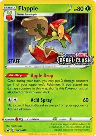Flapple (SWSH022) (Staff Prerelease Promo) [Sword & Shield: Black Star Promos] Pokémon