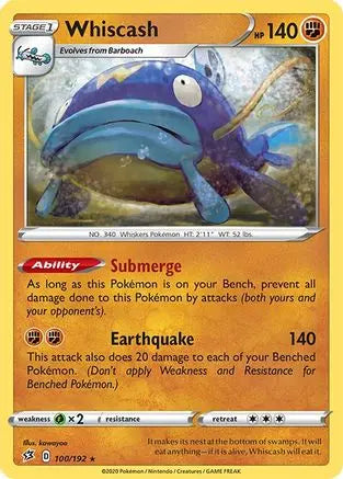 Whiscash (100/192) [Sword & Shield: Rebel Clash] Pokémon