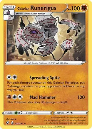 Galarian Runerigus (102/192) [Sword & Shield: Rebel Clash] Pokémon